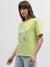 Gant Women Green Printed Round Neck Short Sleeves T-Shirt