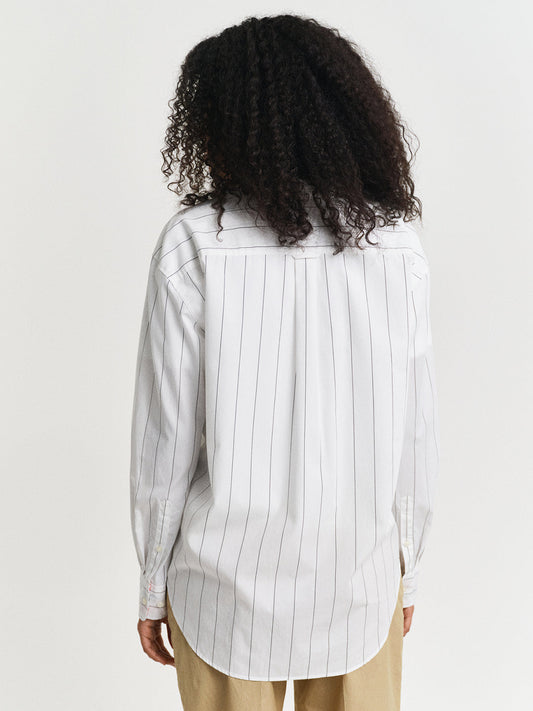 Gant Women White Spread Collar Full Sleeves Shirt