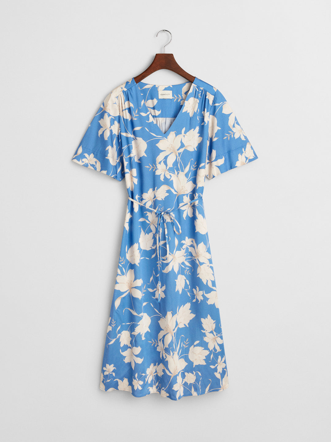 Gant Women Blue V-Neck Short Sleeves A-Line Dress