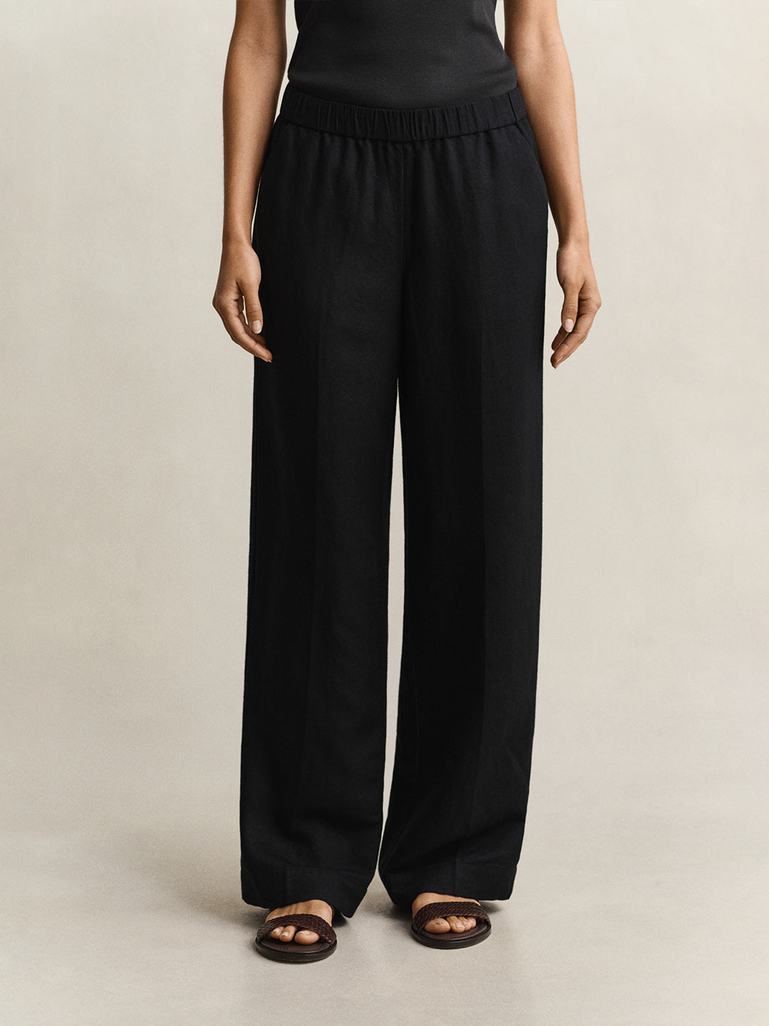 Gant Women Black Linen Blend Pant