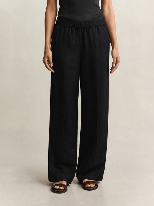 Gant Women Black Linen Blend Pant
