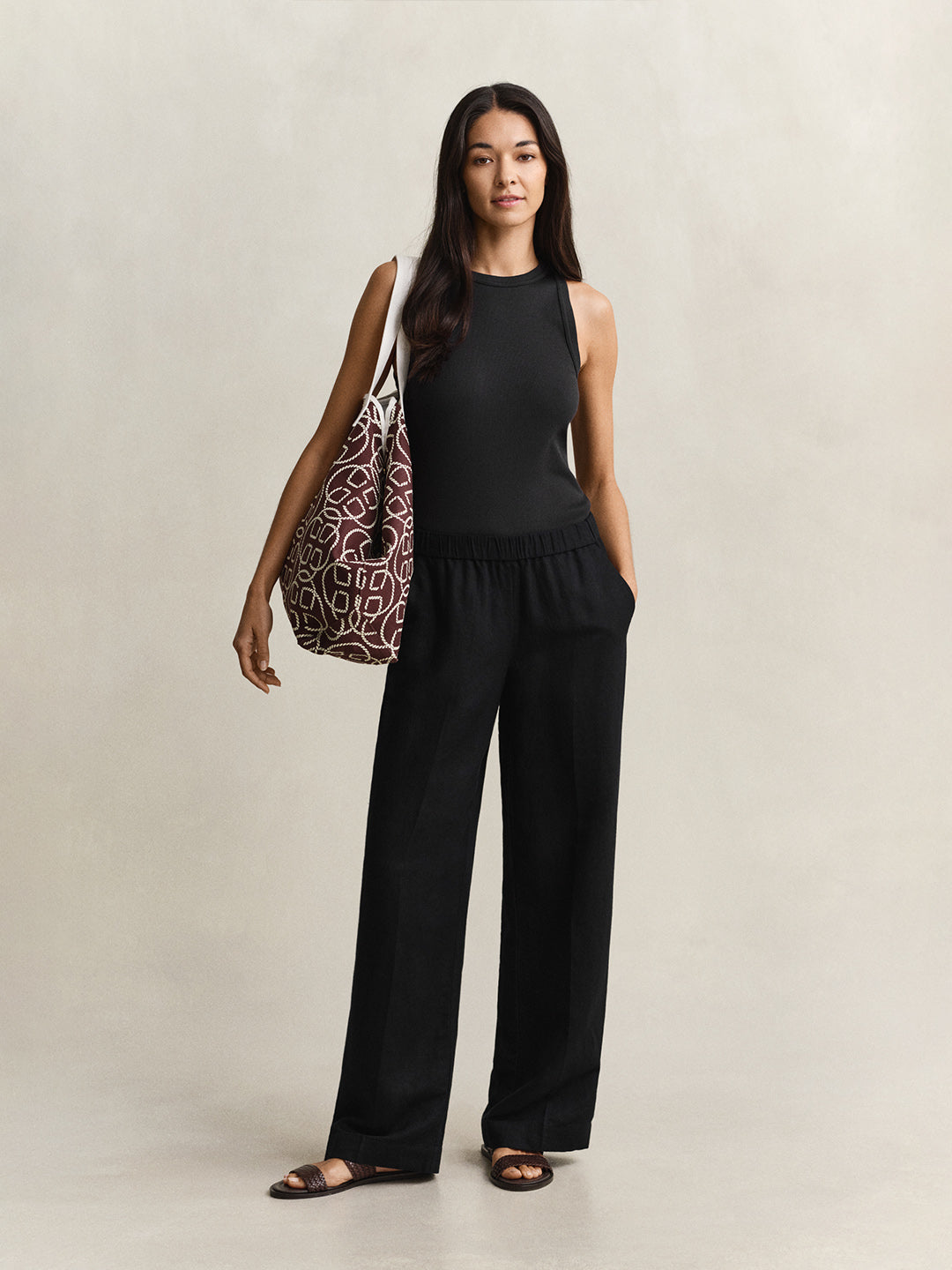 Gant Women Black Linen Blend Pant