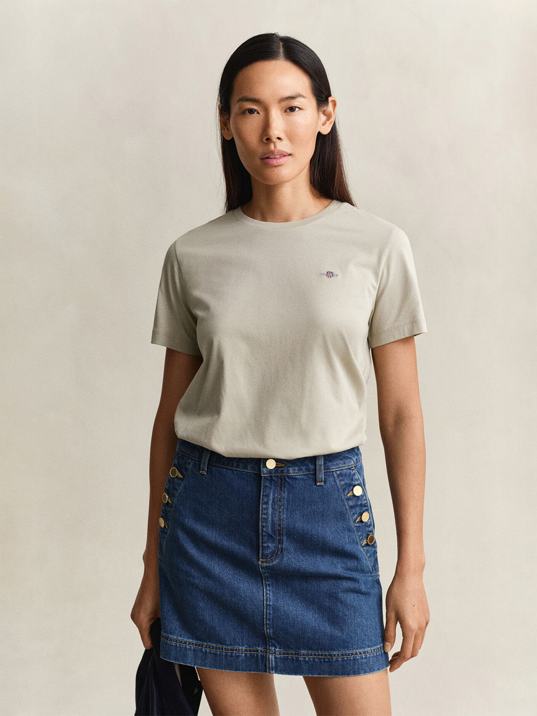 GANT Women Beige Regular Fit Shield T-Shirt