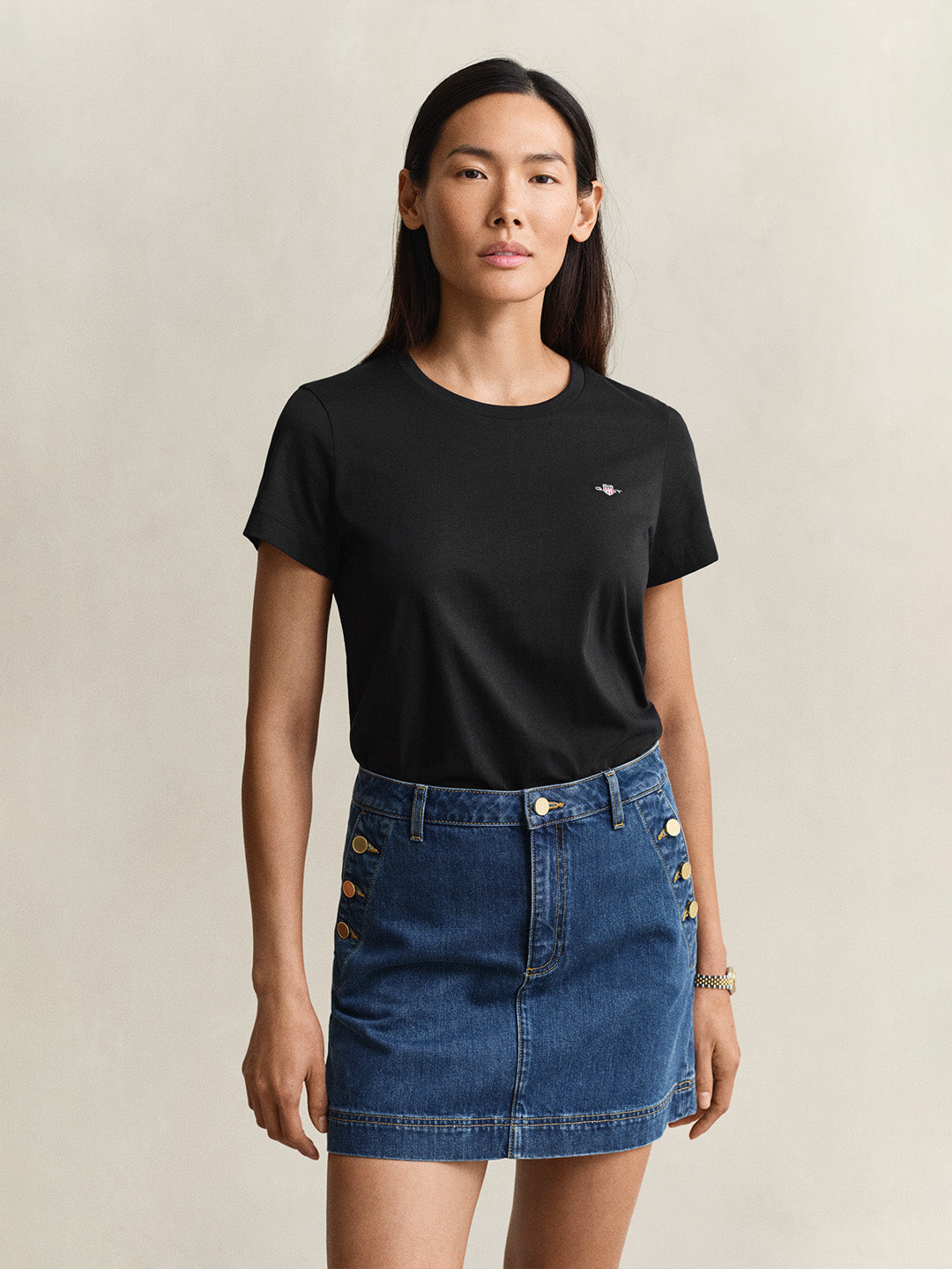 GANT Women Black Shield T-Shirt