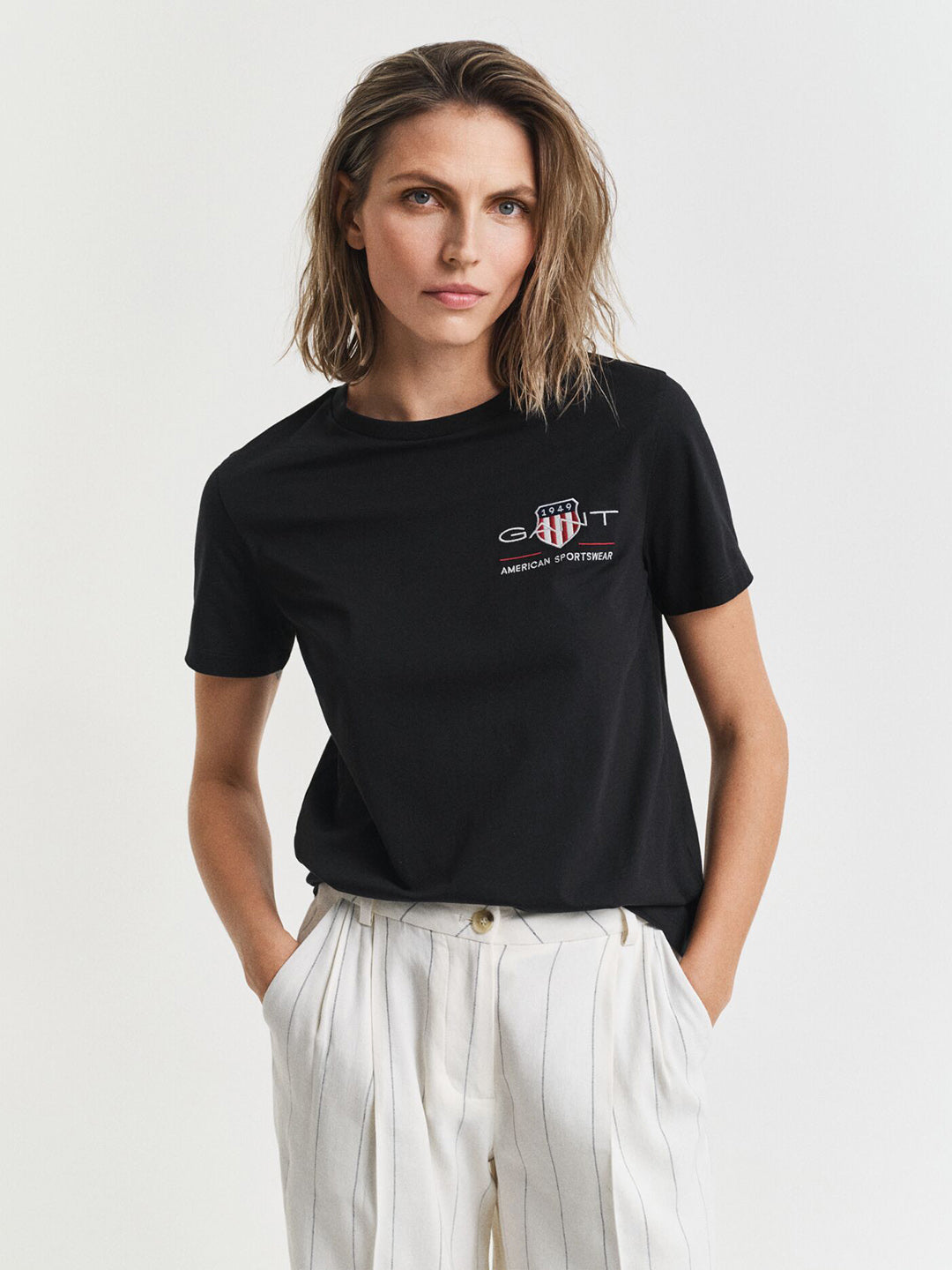 GANT Women Black Archive Shield T-Shirt