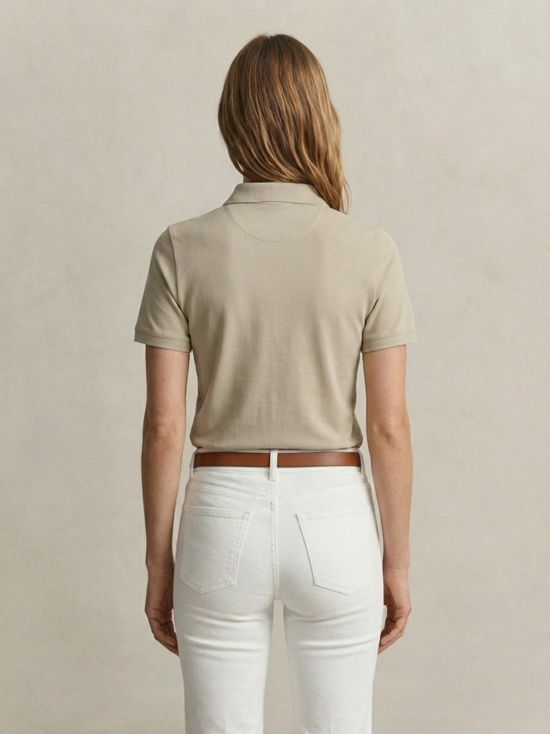 Gant Women Beige Contrast Polo T-Shirt