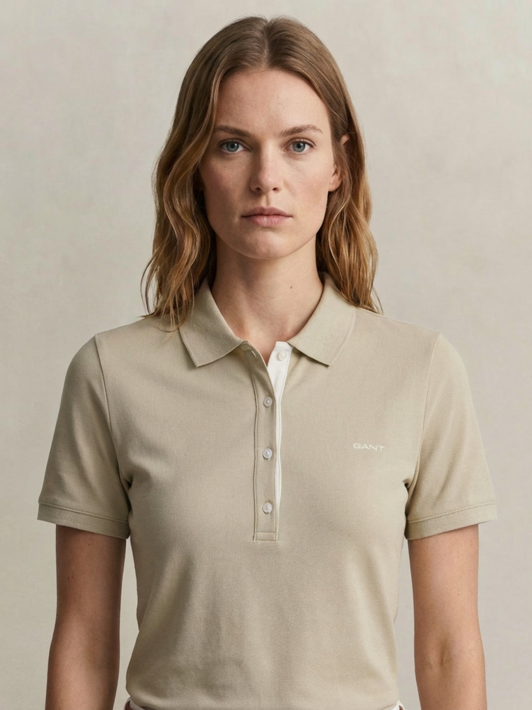 Gant Women Beige Contrast Polo T-Shirt