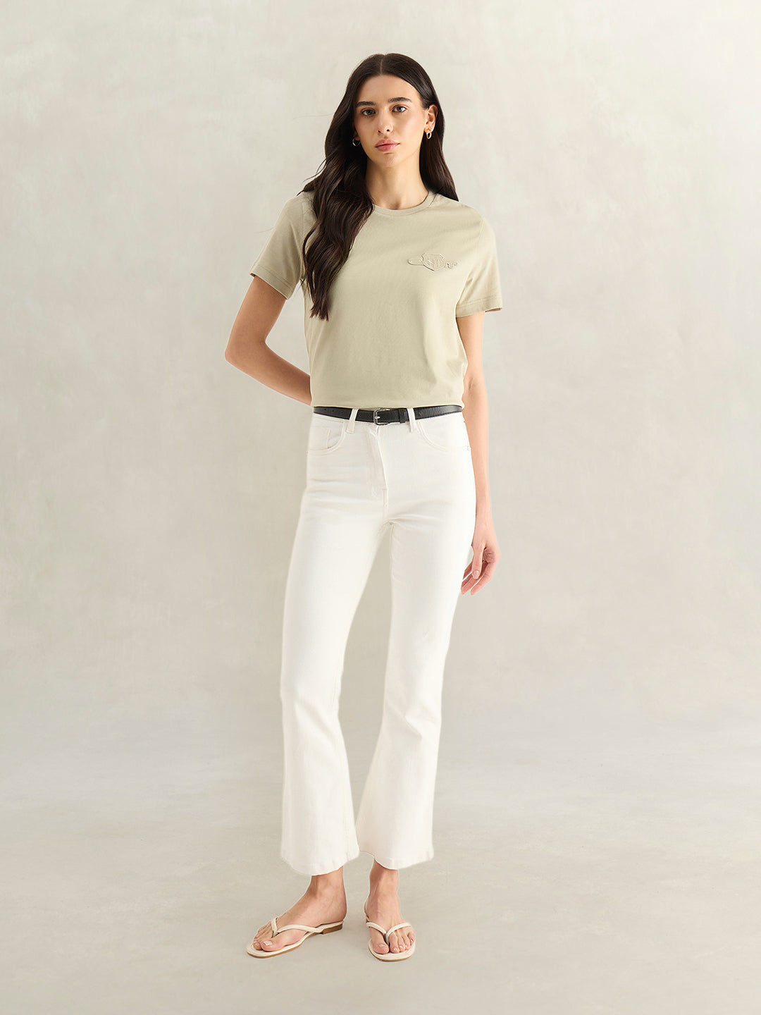 Gant Women Beige Round Neck T-Shirt
