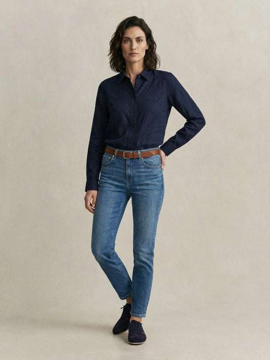 Gant Women Pure Linen Black Shirt