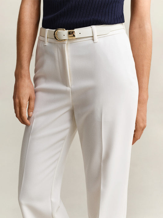 Gant Women White Solid Slim Fit Trouser