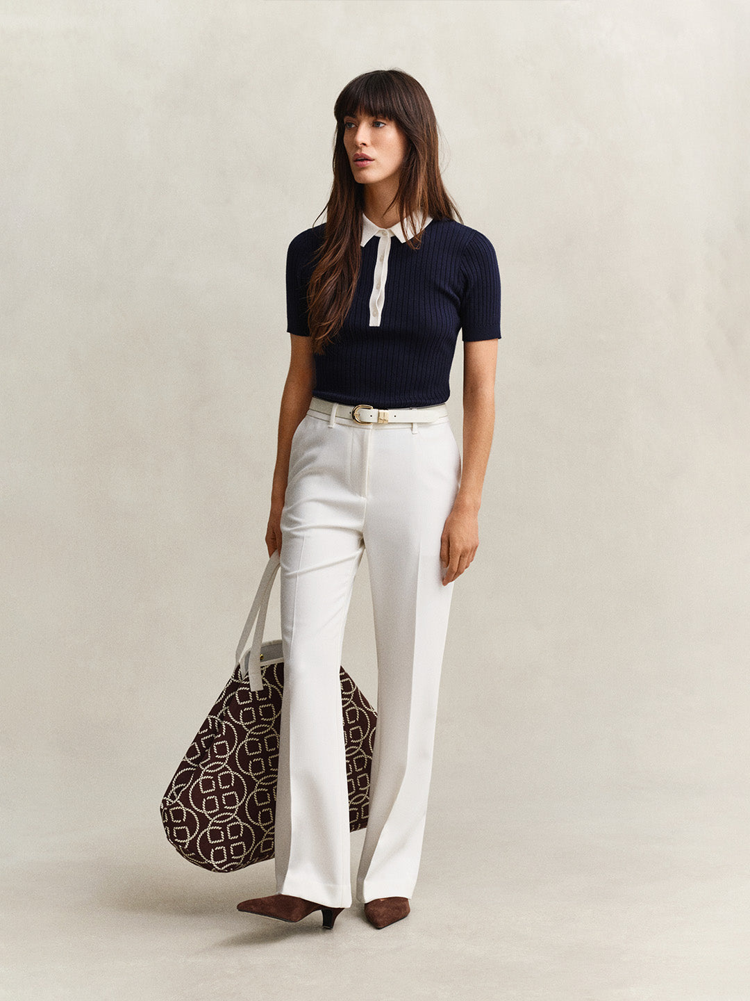 Gant Women White Solid Slim Fit Trouser