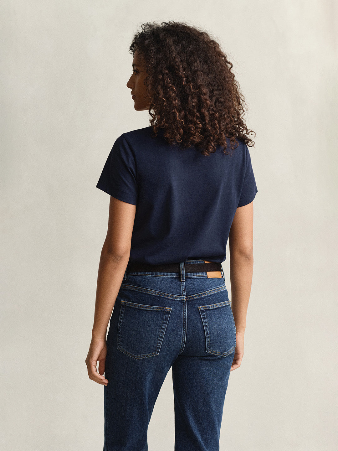 GANT Women Navy Blue Regular Fit Shield T-Shirt