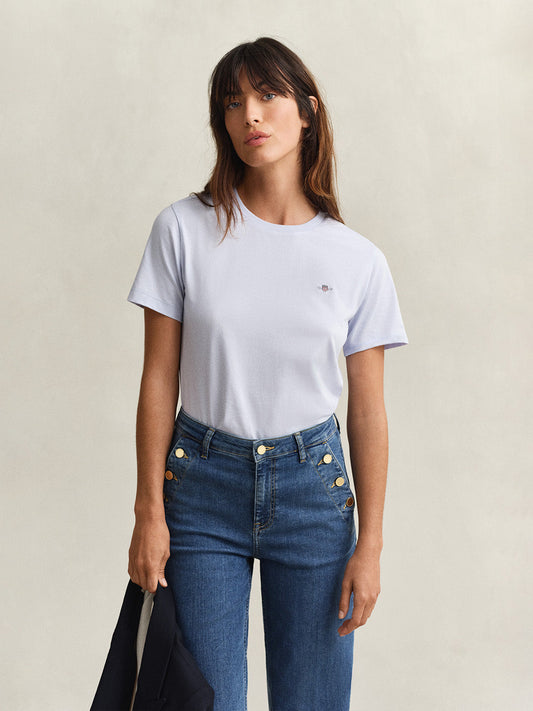 GANT Women Blue Regular Fit Shield T-Shirt