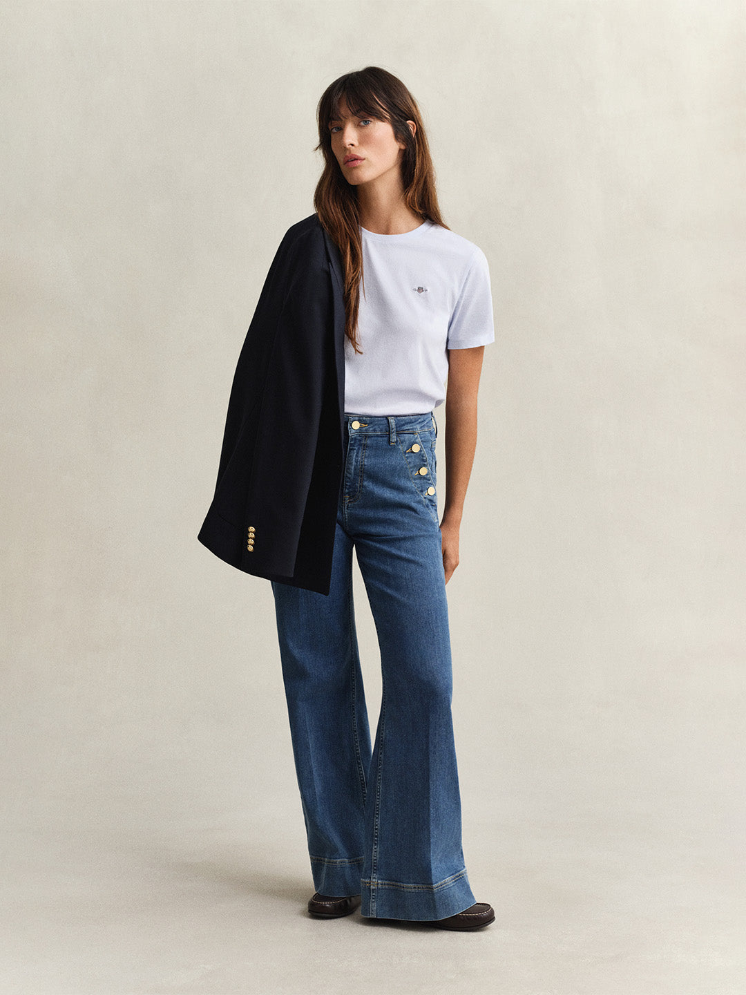 GANT Women Blue Regular Fit Shield T-Shirt