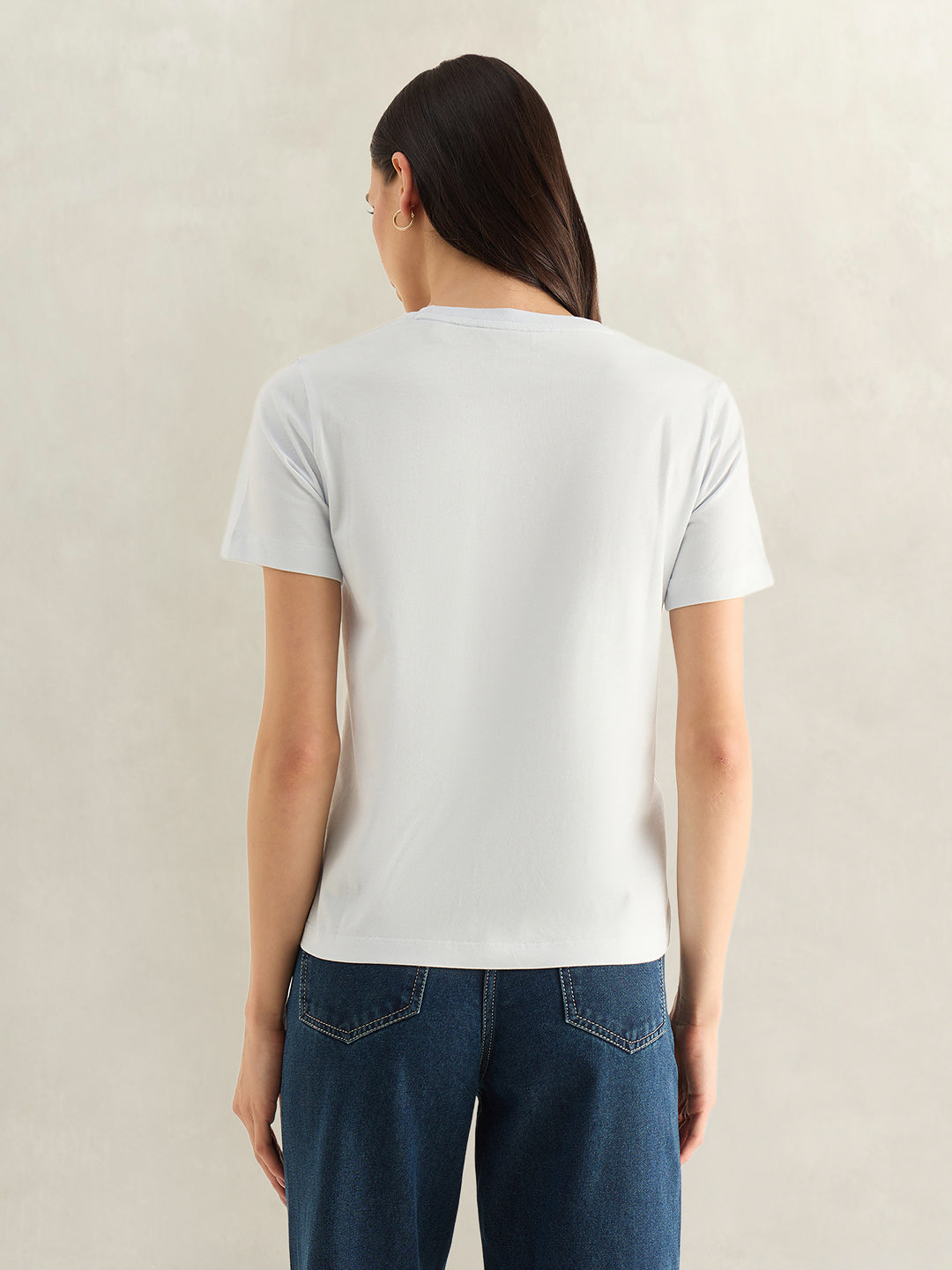Gant Women Sky Blue Graphic Round Neck T-Shirt