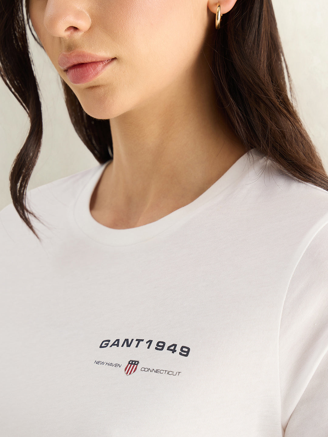Gant Women White Round Neck T-Shirt