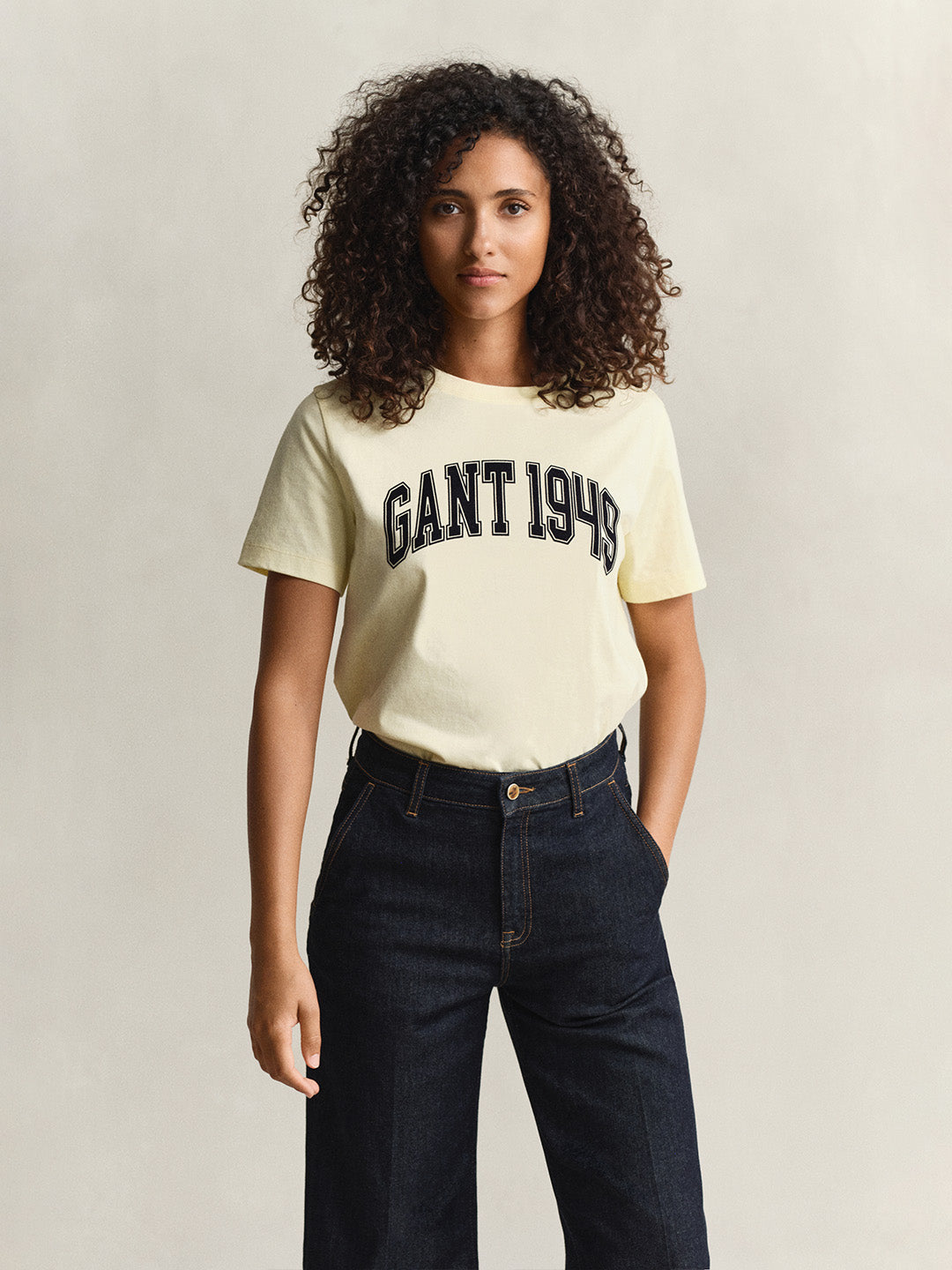 GANT Women Yellow Printed Crew Neck T-Shirt