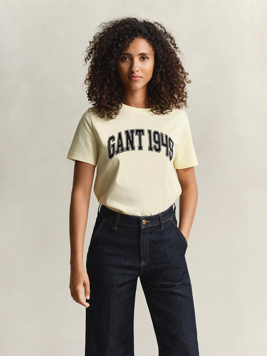 GANT Women Yellow Printed Crew Neck T-Shirt