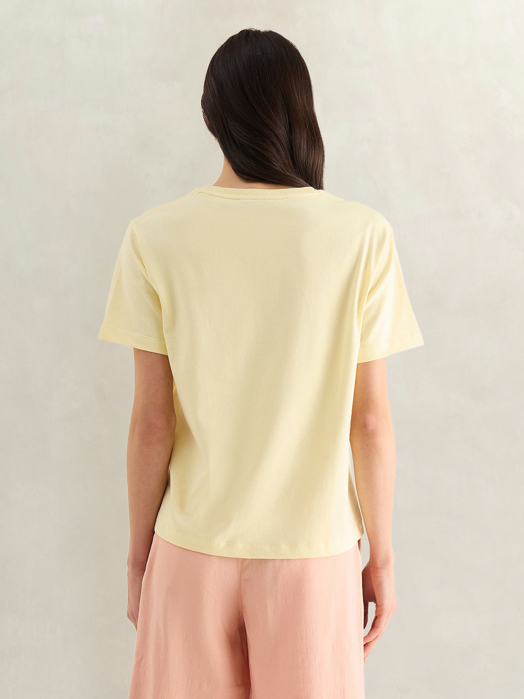 Gant Women Yellow Graphic Print Relaxed Fit Pure Cotton T-Shirt