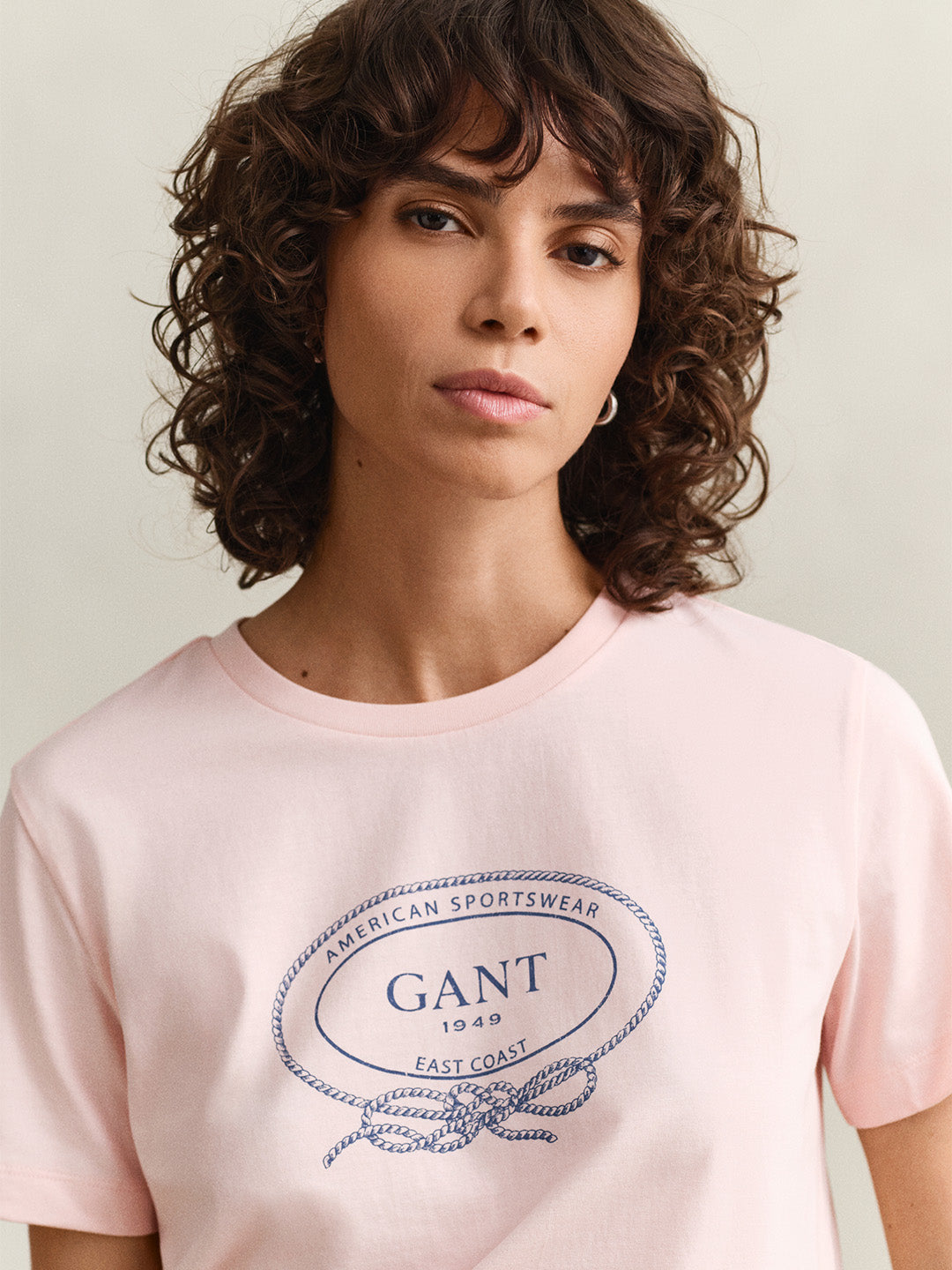 GANT Women Pink Logo Crew Neck T-Shirt