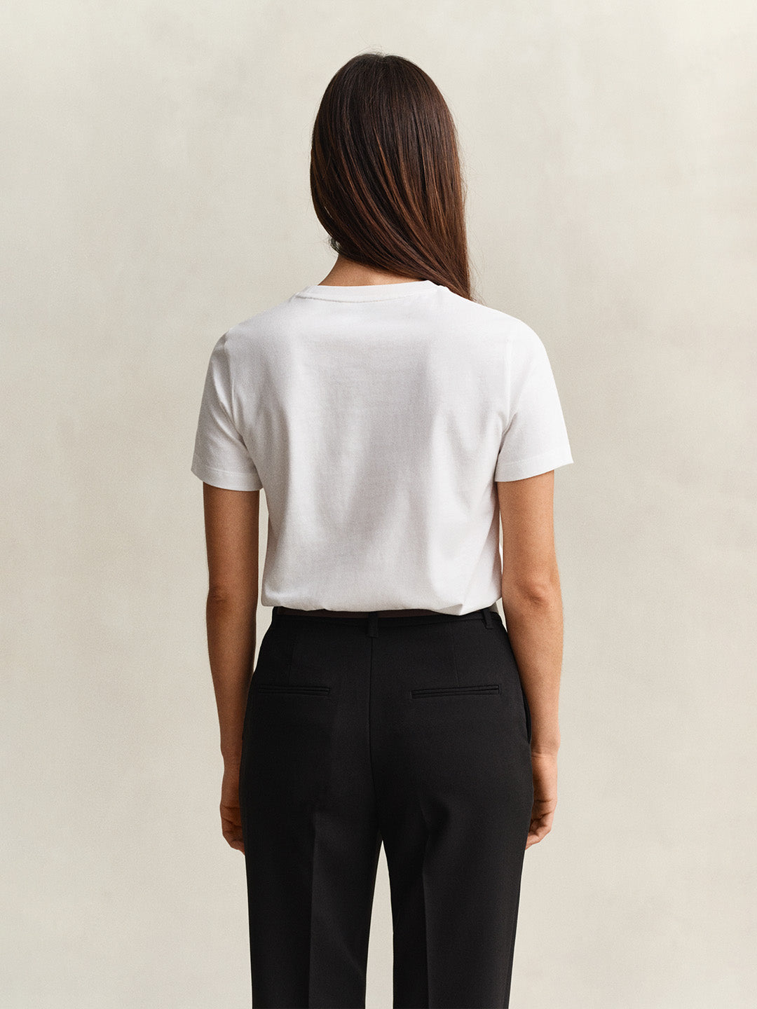 GANT Women White Logo Crew Neck T-Shirt