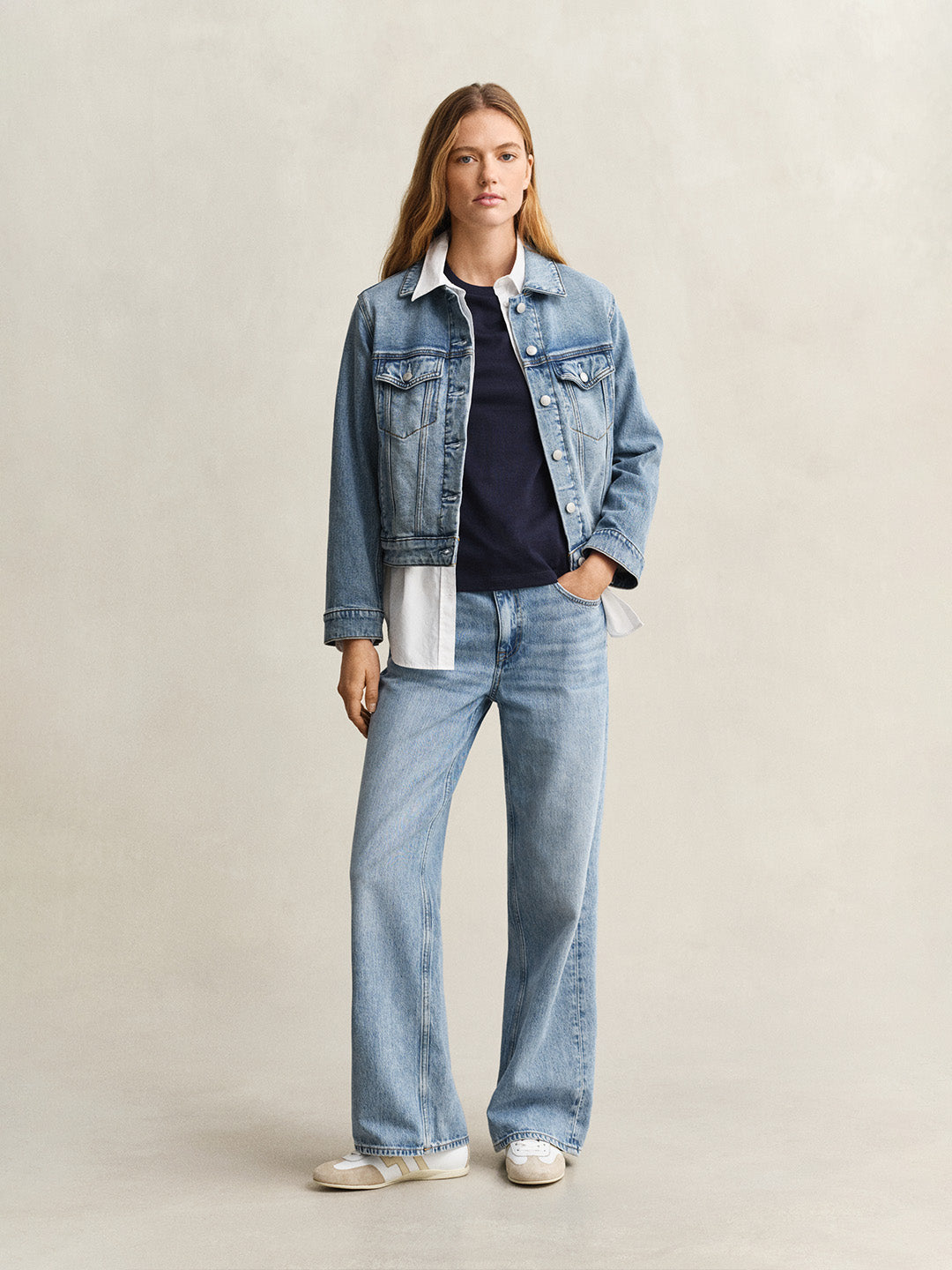 GANT Women Navy Blue Logo Crew Neck T-Shirt