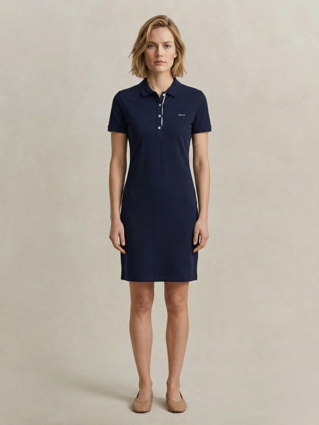 Gant Women Navy Blue Slim Pique Dress