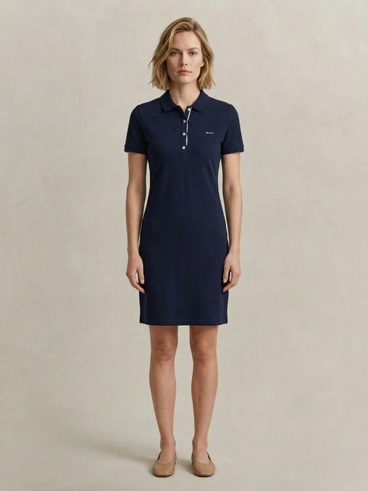 Gant Women Navy Blue Slim Pique Dress