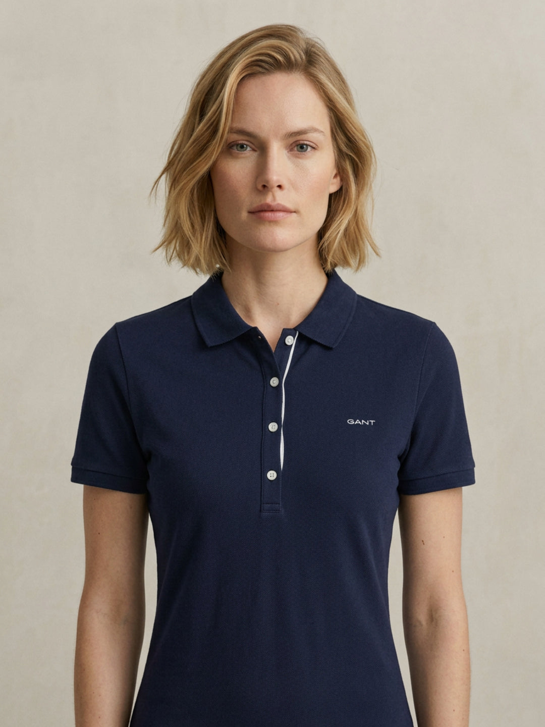 Gant Women Navy Blue Slim Pique Dress