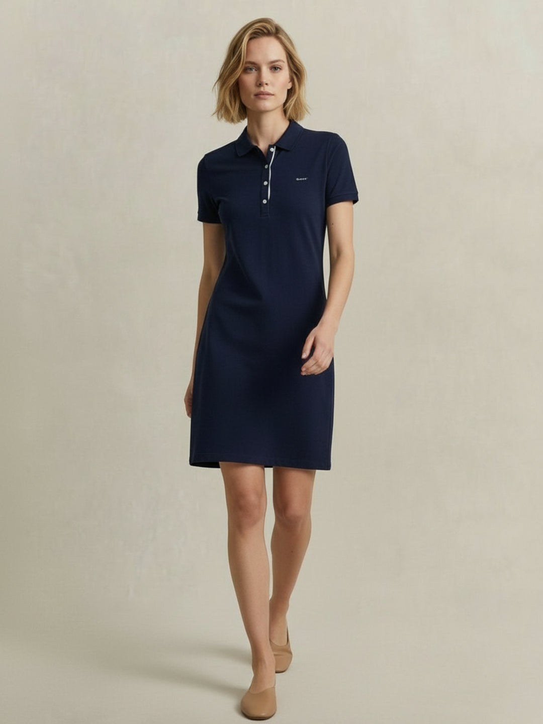 Gant Women Navy Blue Slim Pique Dress