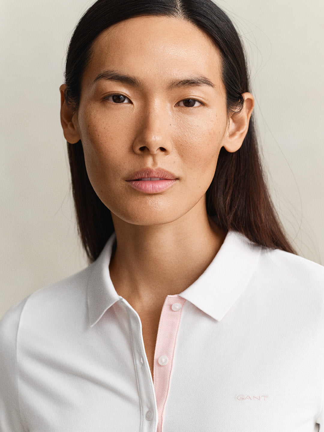 GANT Women White Slim Fit Pique Polo T-Shirt