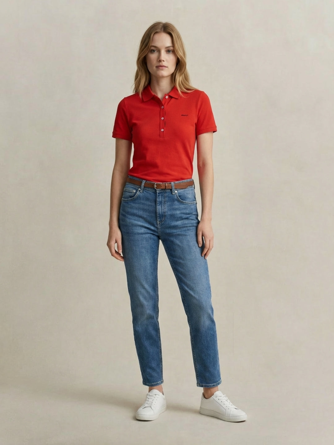 Gant Women Red Contrast Polo T-Shirt