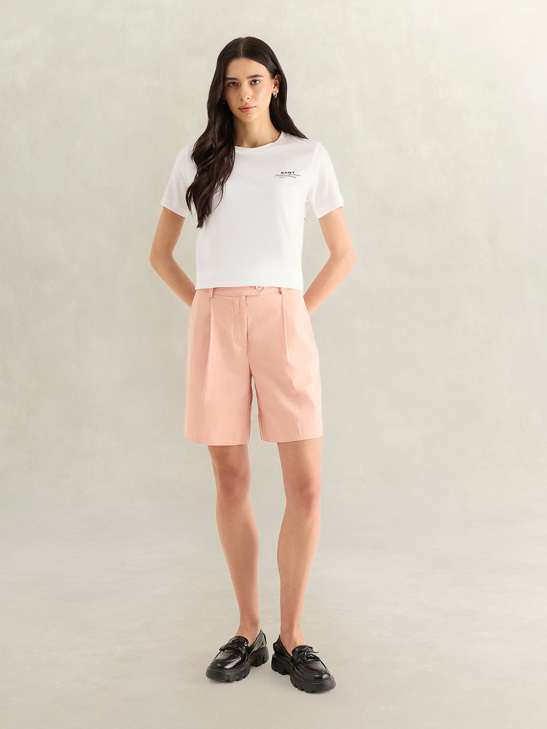 Gant Women White Graphic Print Regular Fit Pure Cotton T-Shirt