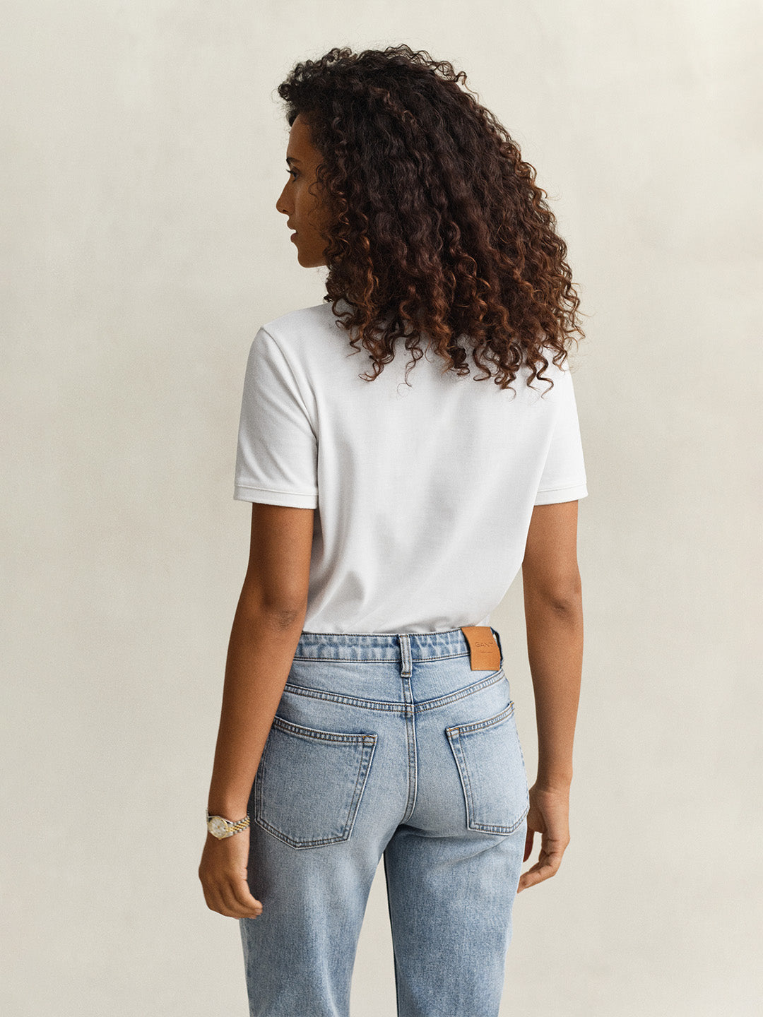 GANT Women White Regular Fit Pique Polo T-Shirt