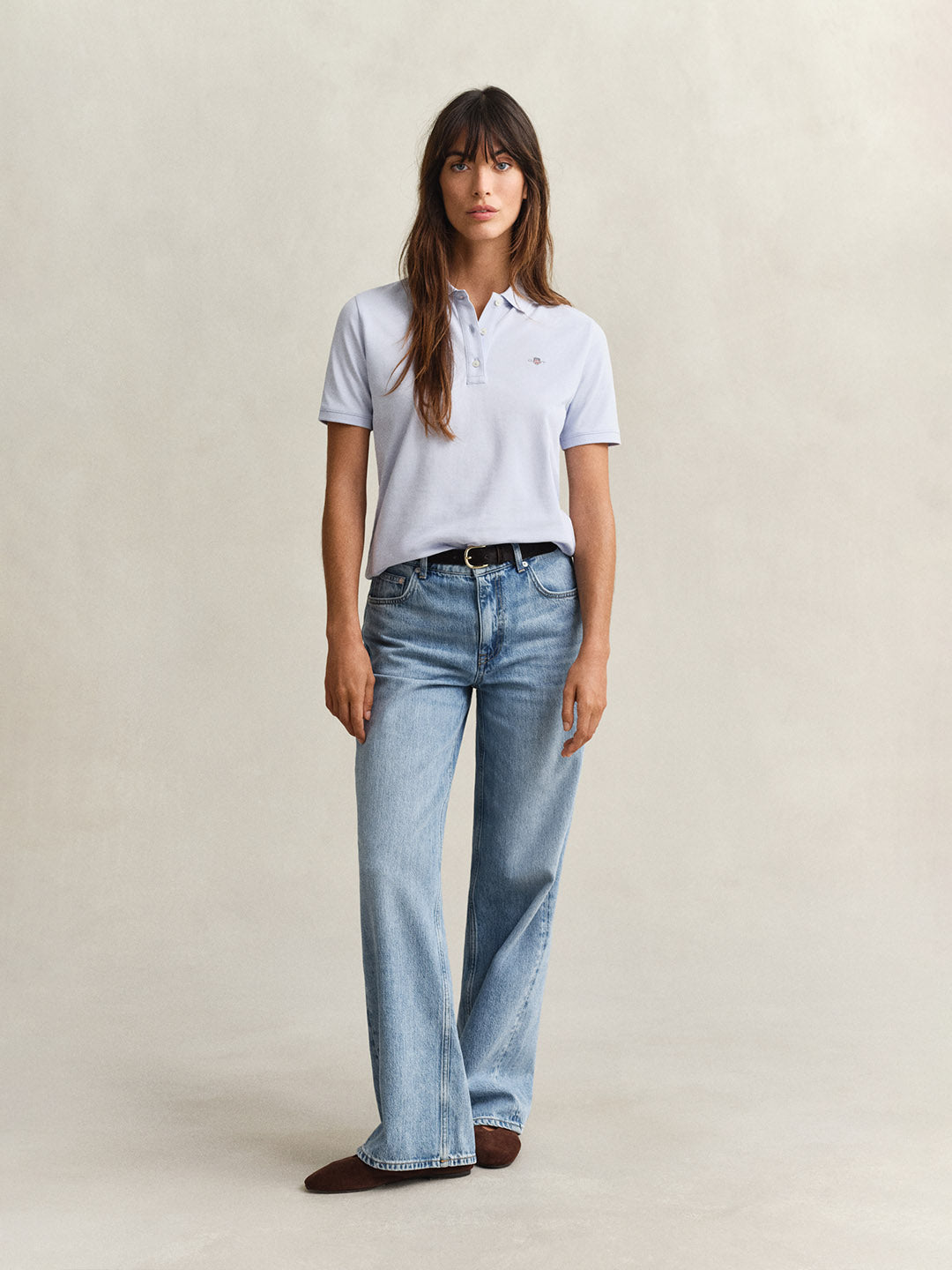 GANT Women Blue Regular Fit Pique Polo T-Shirt