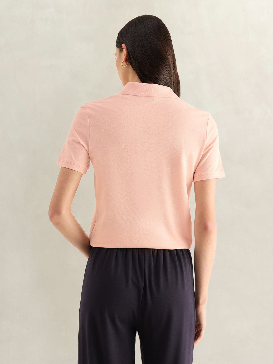 Gant Women Pink Solid Regular Fit Shield Pique Polo T-Shirt