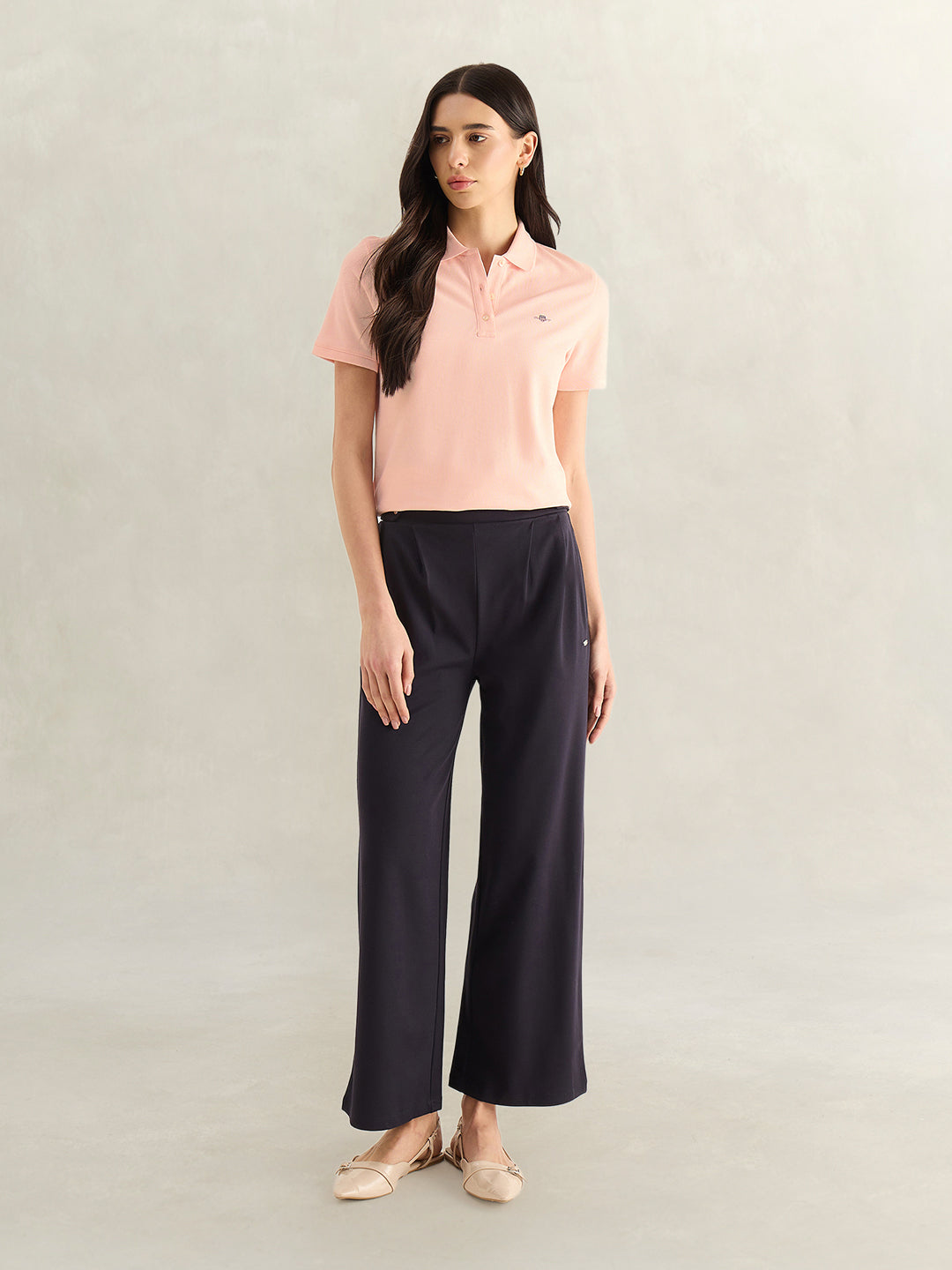Gant Women Pink Solid Regular Fit Shield Pique Polo T-Shirt