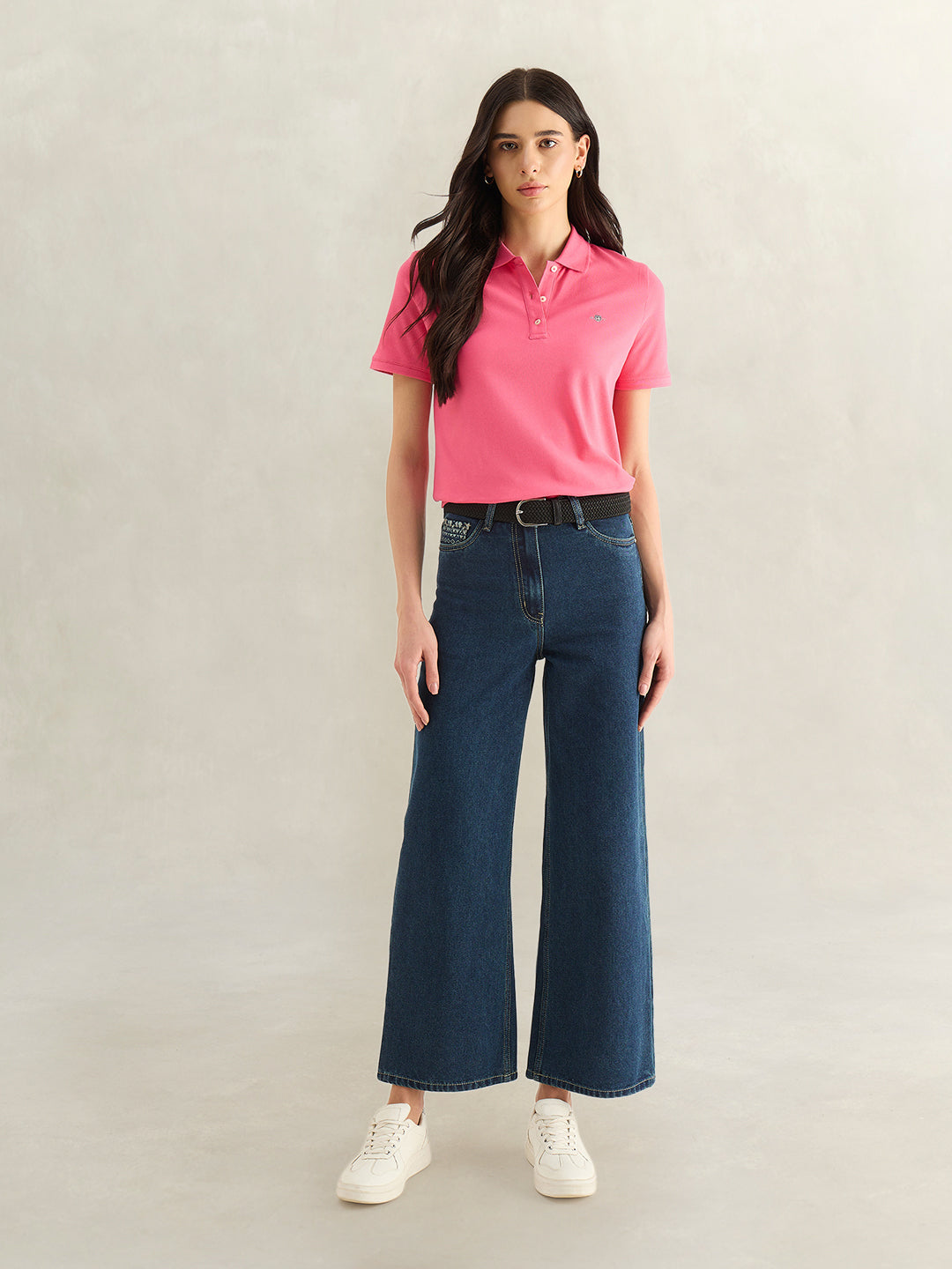 Gant Women Pink Solid Regular Fit Polo T-Shirt