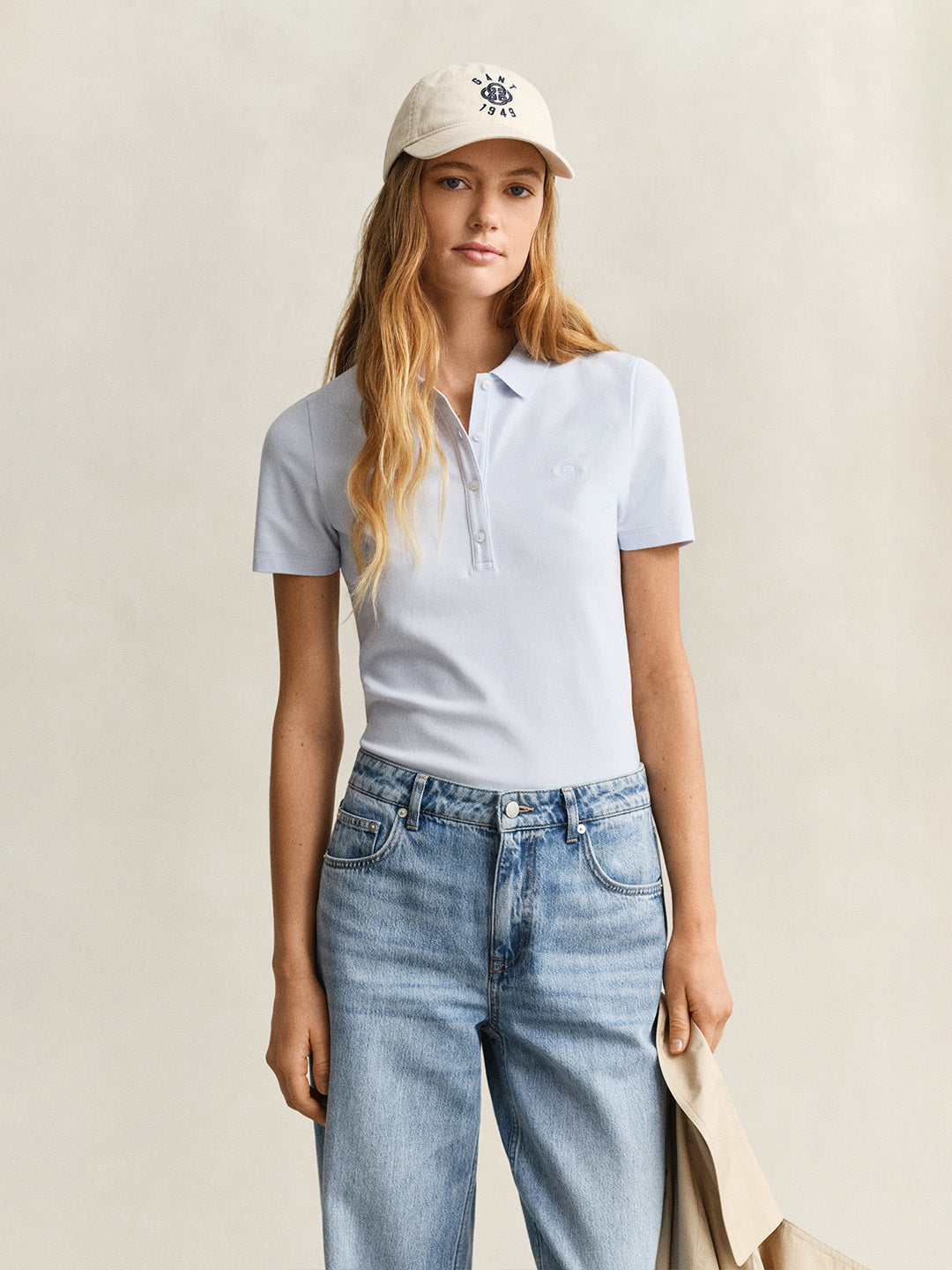 GANT Women Blue Slim Fit Pique Polo T-Shirt