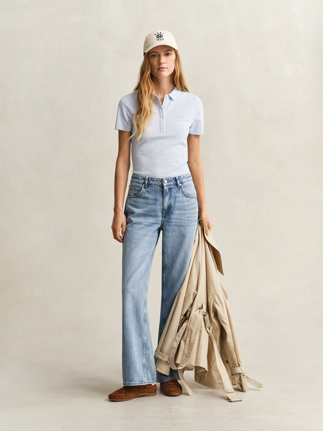 GANT Women Blue Slim Fit Pique Polo T-Shirt