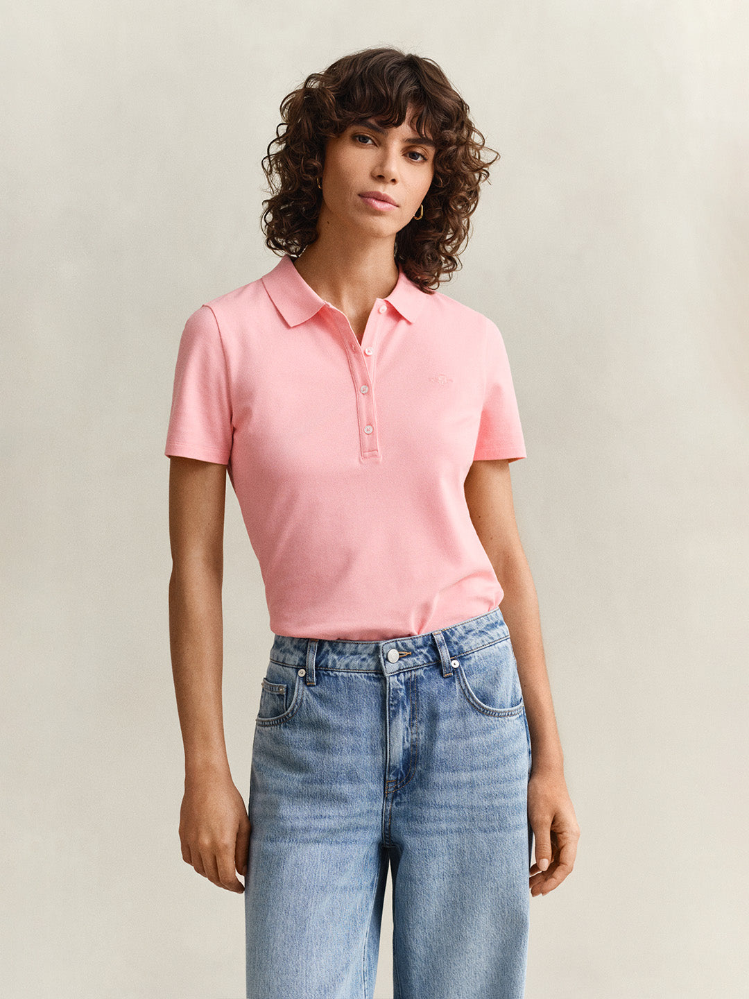 GANT Women Pink Slim Fit Pique Polo T-Shirt