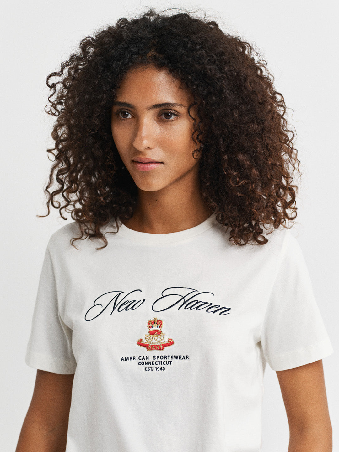 GANT Women White Crest Printed T-Shirt