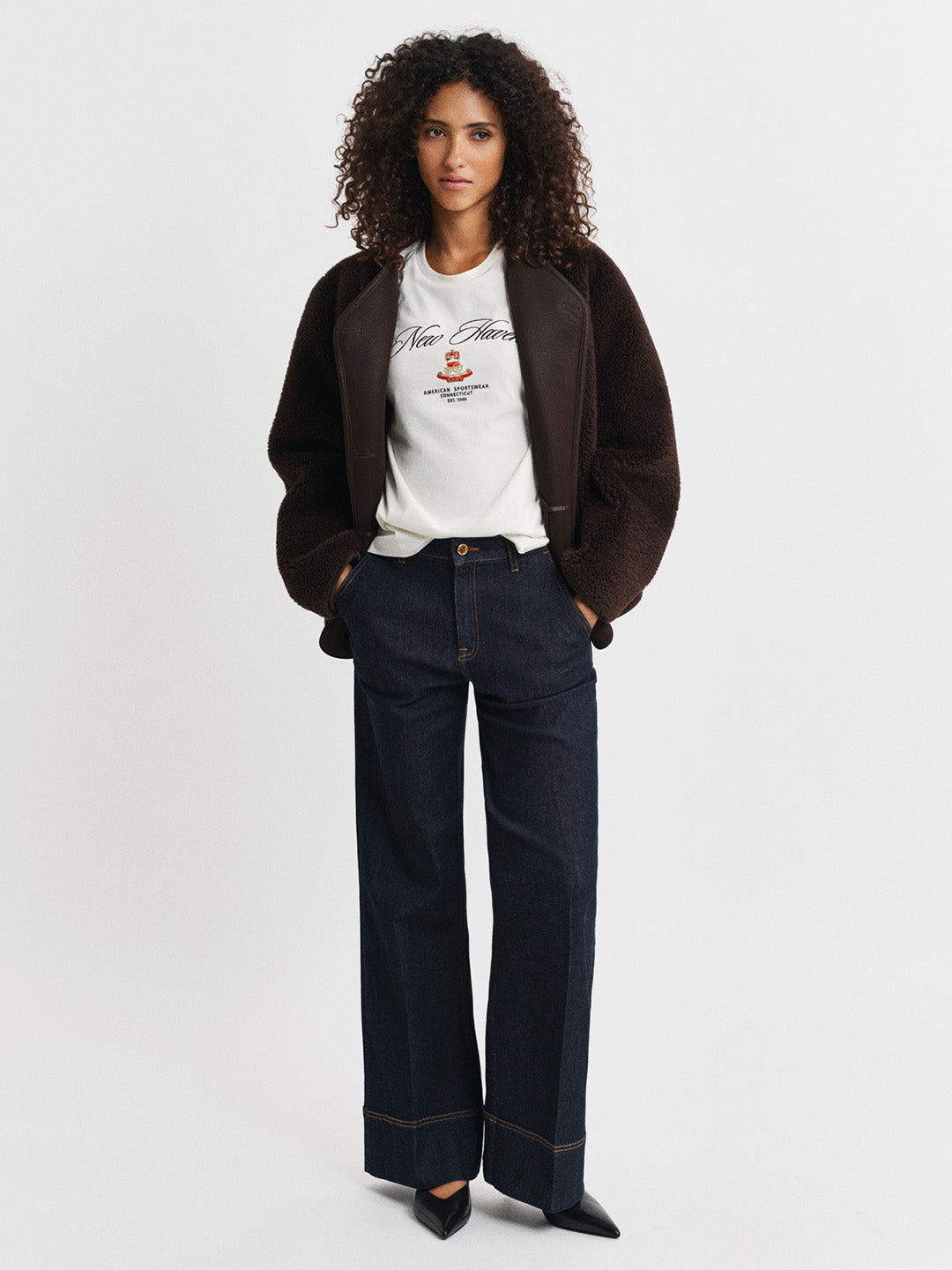 GANT Women White Crest Printed T-Shirt