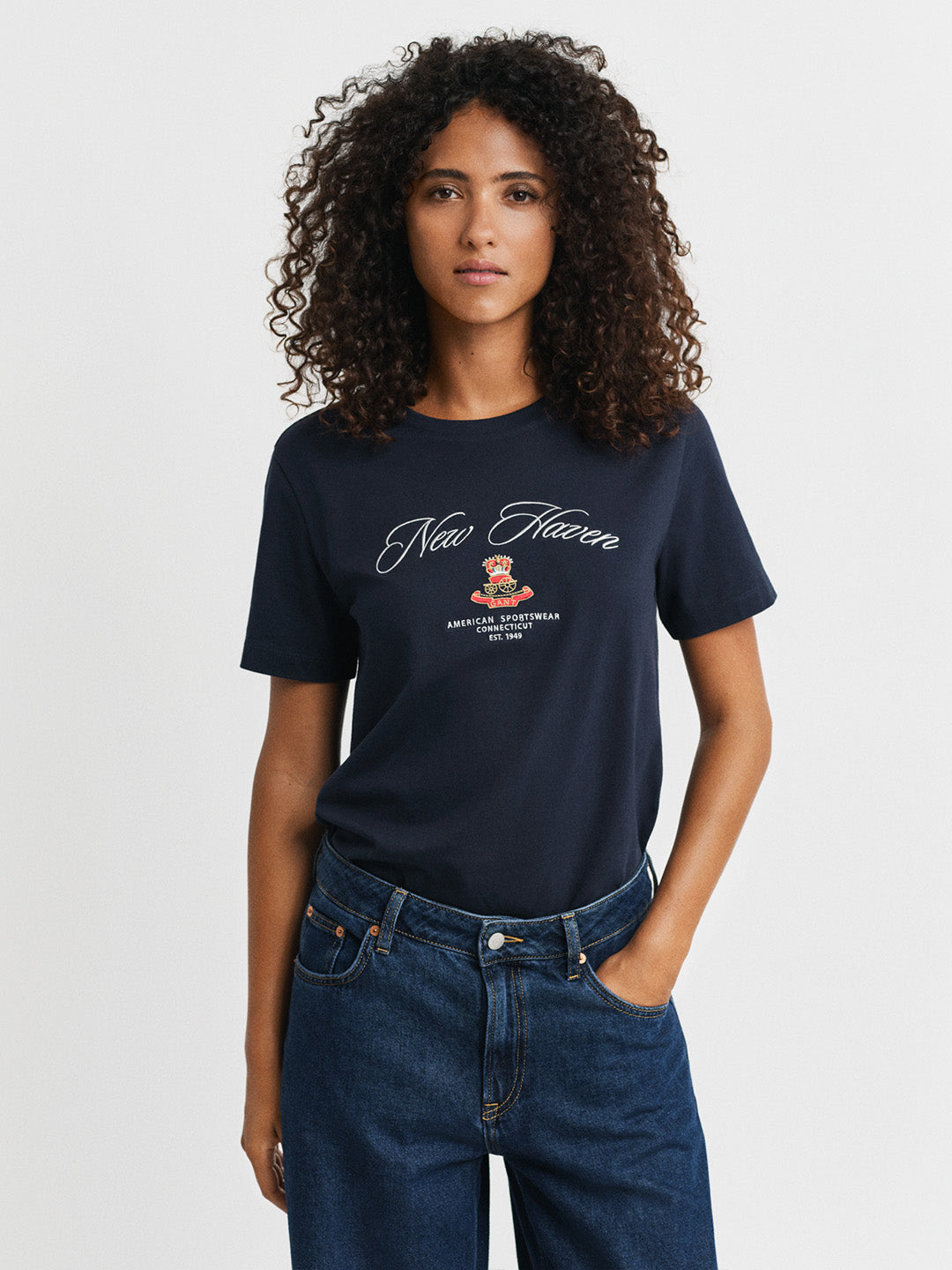 GANT Women Navy Blue Crest Printed T-Shirt