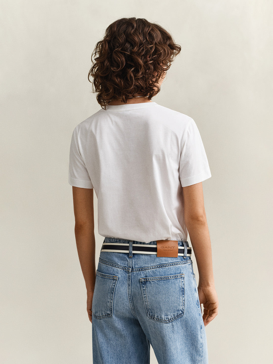 GANT Women White Regular Fit Tonal Shield T-Shirt