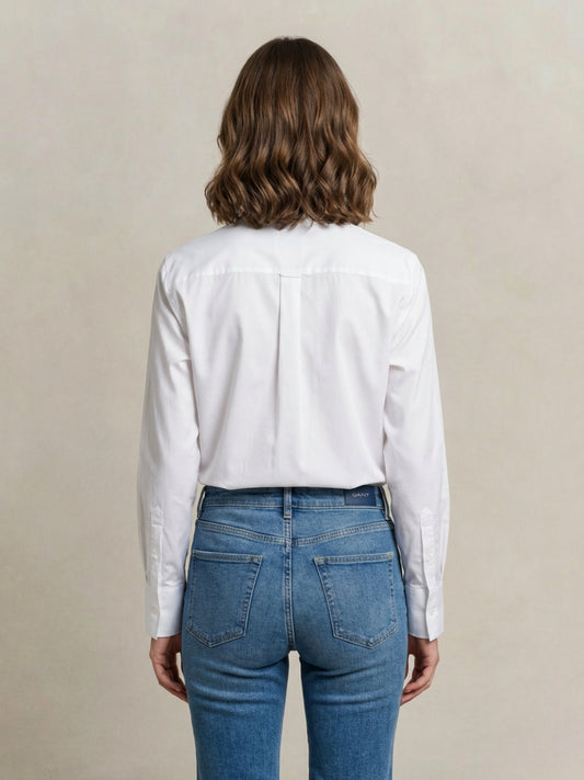 Gant Women White Cotton Satin Tuxedo Shirt