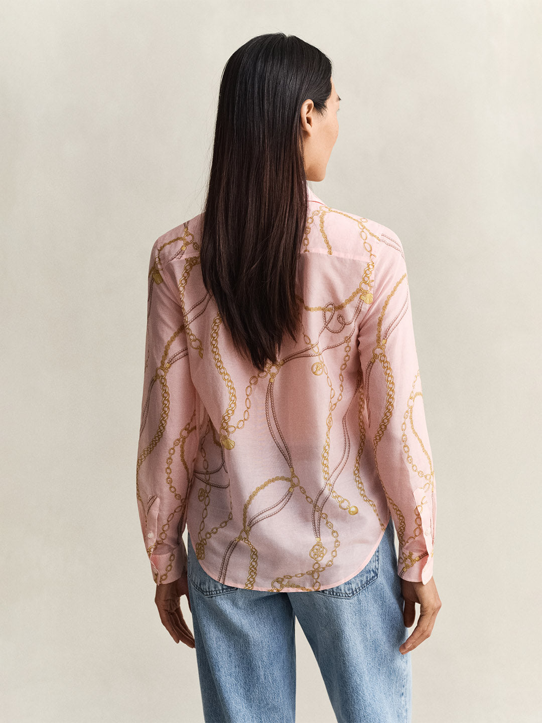 GANT Women Pink Printed Cotton Silk Shirt