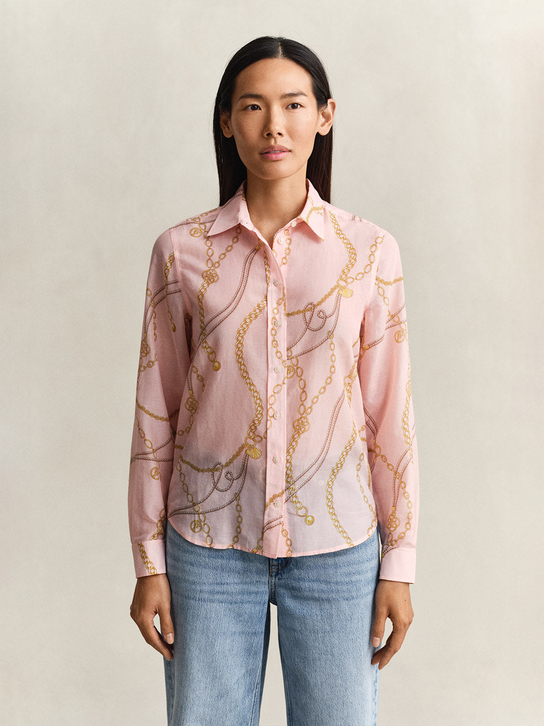 GANT Women Pink Printed Cotton Silk Shirt