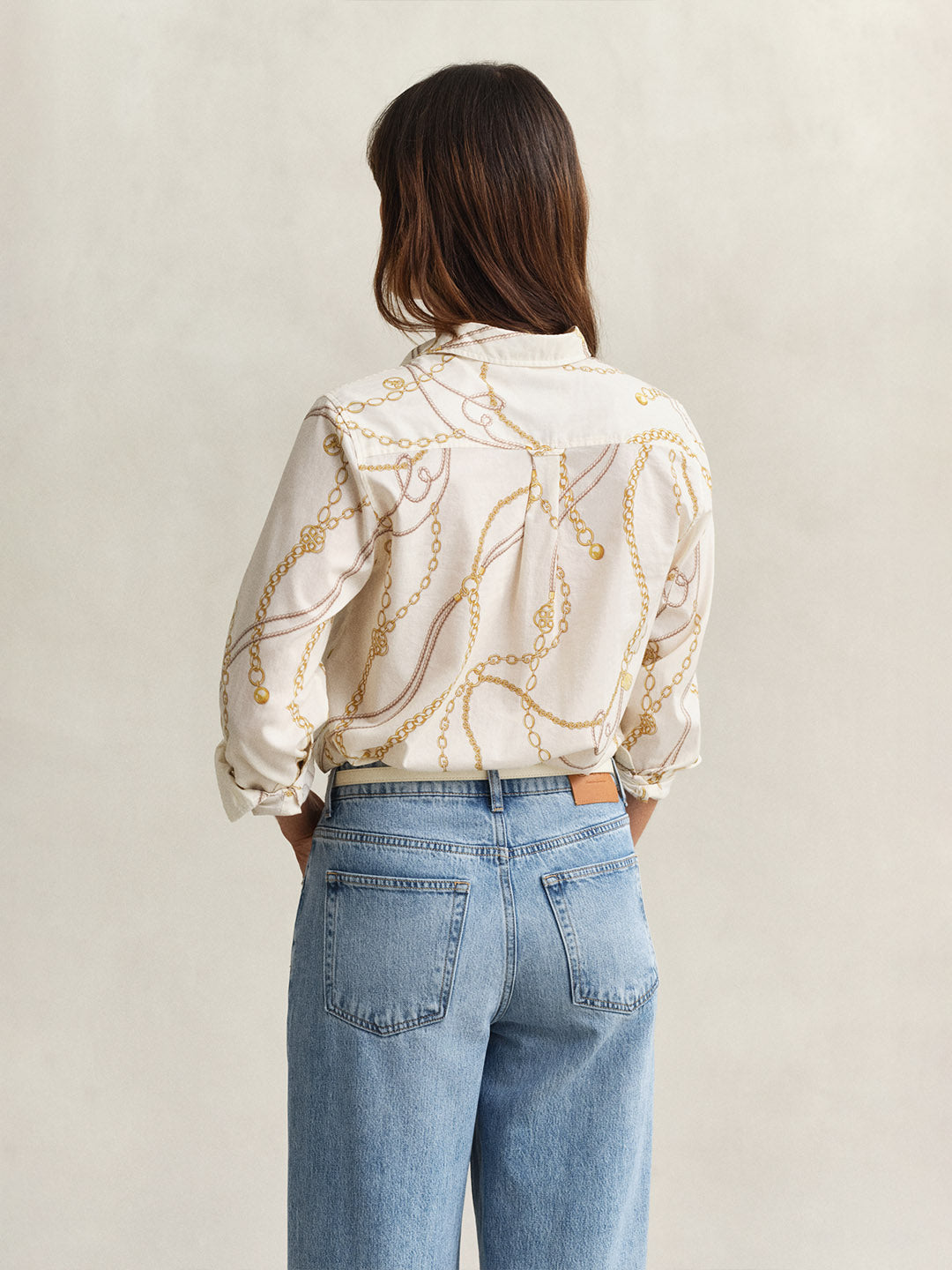 GANT Women White Printed Voile Shirt