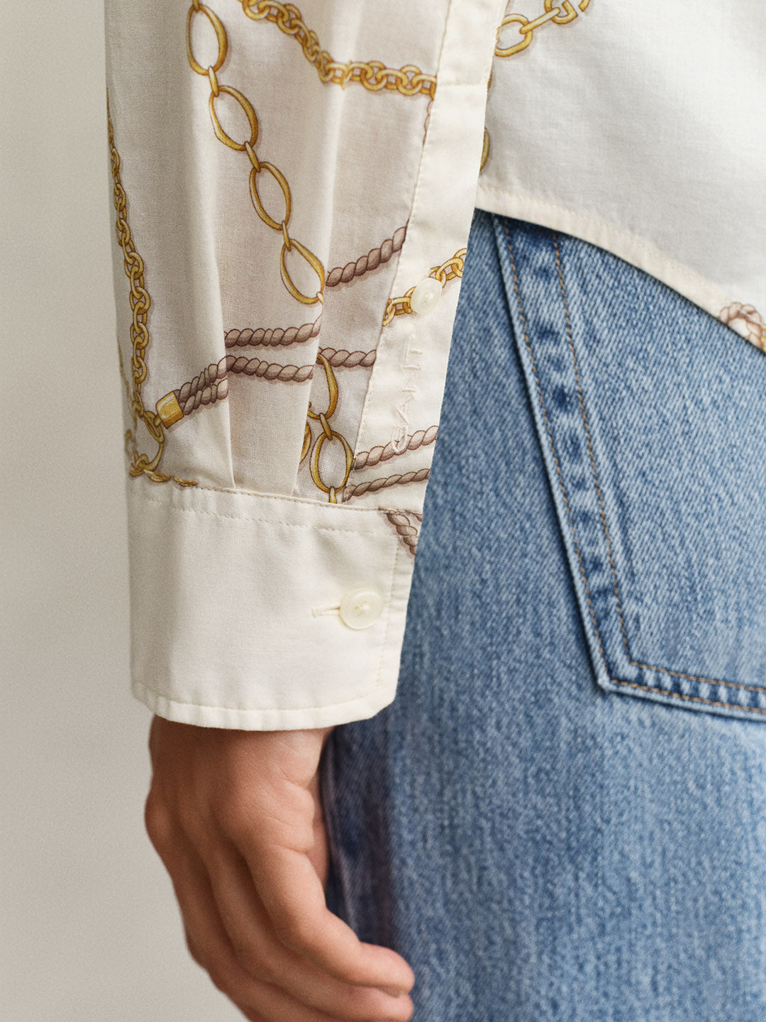 GANT Women White Printed Voile Shirt